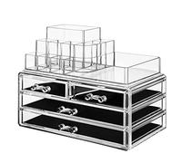 Songmics Organizador de Maquillaje, Organizador de Cosméticos, Apilable, Estuche Acrílico con 11 Compartimentos, 4 Cajones, para Tocador, Dormitorio, Baño, Idea de Regalo, Transparente JKA001TP