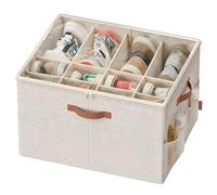 SONGMICS Organizador de Zapatos, Caja Almacenaje para 16 Pares de Zapatos, Asas, Ahorra Espacio, con Tapa Transparente, Ajustable, para Armario, Beige Capuchino LSP555K01