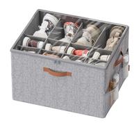 SONGMICS Organizador de Zapatos, Caja Almacenaje para 16 Pares de Zapatos, Asas, Ahorra Espacio, con Tapa Transparente, Ajustable, para Armario, Gris Paloma LSP555G01