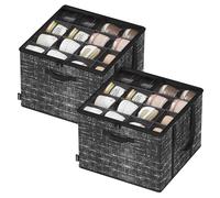 SONGMICS Organizador de Zapatos, Juego de 2, Cada uno para hasta 16 Pares, Caja para Guardar Zapatos, Asas, Tapa Transparente, para Armario Entrada Dormitorio, Negro Tinta LSP602B01