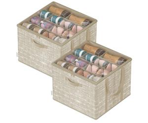SONGMICS Organizador de Zapatos, Juego de 2, Cada uno para hasta 16 Pares, Caja para Guardar Zapatos, Asas, Tapa Transparente, para Armario Entrada Dormitorio, Beige Capuchino LSP602LF01