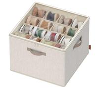 SONGMICS Organizador de Zapatos, para hasta 16 Pares de Zapatos, Ahorra Espacio, Separadores Ajustables, Apilable, Tapa Transparente, para Armario, Beige Capuchino LSP621LH01