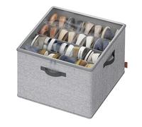 SONGMICS Organizador de Zapatos, para hasta 16 Pares de Zapatos, Ahorra Espacio, Separadores Ajustables, Apilable, Tapa Transparente, para Armario, Gris Paloma LSP621GD01