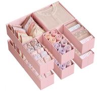 SONGMICS Organizadores Cajones, Juego de 12 Cajas Almacenaje Plegables | Separadores para Calcetines, Ropa Interior, Sostenes, Corbatas, Bufandas, Rosa Jalea, Colección TINA RDZ006R01