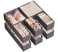 SONGMICS Organizadores Cajones, Juego de 12 Cajas Almacenaje Plegables | Separadores para Calcetines, Ropa Interior, Sostenes, Corbatas, Bufandas, Gris Pizarra, Colección TINA RDZ006G03
