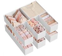 SONGMICS Organizadores Cajones, Separadores de Cajones, Juego de 6, Cajas Almacenaje de Tela Plegables para Calcetines, Ropa Interior, Sostenes, Corbatas, Bufandas, Blanco Nube RDZ006W01