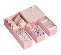SONGMICS Organizadores Cajones, Juego de 6 Cajas Almacenaje Plegables | Separadores para Calcetines, Ropa Interior, Sostenes, Corbatas, Bufandas, Rosa Jalea, Colección TINA RDZ06PK