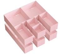 SONGMICS Organizadores Cajones, Separadores de Cajones, Juego de 12, Cajas Almacenaje de Tela Plegables para Calcetines, Ropa Interior, Sostenes, Corbatas, Bufandas, Rosa Jalea RDZ006R01