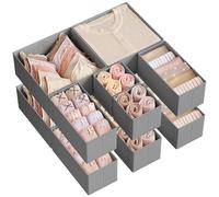 SONGMICS Organizadores Cajones, Separadores de Cajones, Juego de 12, Cajas Almacenaje de Tela Plegables para Calcetines, Ropa Interior, Sostenes, Corbatas, Bufandas, Gris Paloma RDZ006G02