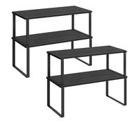 Juego de 2 Estantes para Especias de Metal Negro Ébano y Negro