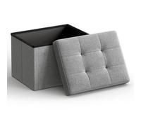 SONGMICS Otomana de almacenamiento, banco plegable para reposapiés, gris claro