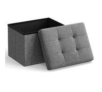 SONGMICS Otomana de almacenamiento, banco plegable para reposapiés, gris oscuro