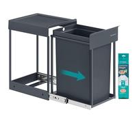 SONGMICS Papelera de Cocina, 20 L, Extraíble, Marco de Acero | Cubo de Basura para Armario, Reciclaje y Residuos, Tapa ABS, Gris oscuro, Colección PETAJA LTB920GZ01