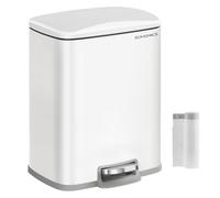 SONGMICS Papelera de Cocina, Cubo de Pedal de 20 L, Tapa de Cierre Suave | Cubo de Basura, Permanece Abierta, Cubo Interior, Incluye 15 Bolsas, Blanco Mate y Negro Tinta, Colección POPNEX LTB543W01