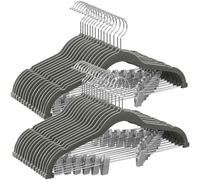SONGMICS Paquete de 30 Perchas para Pantalones, Perchas de Terciopelo de 16.7 Pulgadas de Largo con Clips Ajustables, Resistentes, Antideslizantes, ahorran Espacio para Pantalones, Faldas, Abrigos