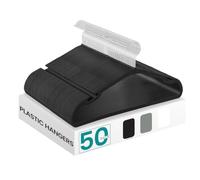 SONGMICS Paquete de 50 Perchas de plástico de Alta Resistencia, Perchas con Muescas Anchas en los Hombros, Barra para Pantalones, Gancho Giratorio de 360°, Ahorro de Espacio, 16.4 Pulgadas, para