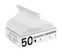 SONGMICS Paquete de 50 Perchas de plástico Resistente con diseño Antideslizante, Ahorro de Espacio, 0.2 Pulgadas de Grosor, Gancho Giratorio de 360°, 16.5 Pulgadas de Ancho, Color Blanco UCRP20WT50