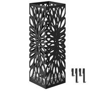 SONGMICS - Paraguas, soporte para paraguas de entrada, cuadrado, de acero, organizador de pies, para paraguas y bastones, con receptáculo de agua extraíble, 4 ganchos, color negro LUC48B