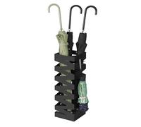 SONGMICS Paragüero Cuadrado, con 4 Ganchos, 20 x 20 x 49 cm | Soporte de Paraguas, Bandeja de Goteo Extraíble, negro mate, Colección PATSY LUC017B01