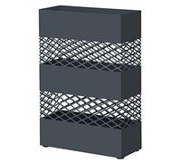 SONGMICS Paragüero de Acero, Rectangular, 28,2 x 12 x 41,4 cm | con Recipiente de Agua, Diseños Calados, Gris Carbón Oscuro, Colección PATSY LUC02AG