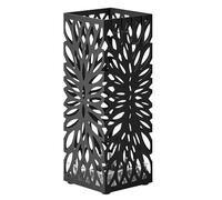 SONGMICS Paragüero de Entrada, Paragüero Cuadrado de Acero, 15,5 x 15,5 x 41 cm, Organizador Independiente, para Paraguas Bastones, con Bandeja de Goteo Desmontable, 4 Ganchos, Negro LUC026B33
