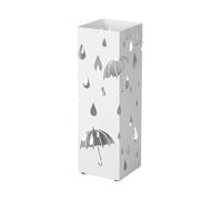 SONGMICS Paragüero de Metal, Soporte de Paraguas, con Bandeja de Goteo y 4 Ganchos, 15,5 x 15,5 x 49 cm, Blanco/Gris Antracita/Negro Gris Antracita