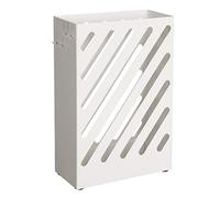 SONGMICS Paragüero, Soporte de Paraguas, Cubo para Paraguas, Paragüero Rectángulo, Ganchos, Platos de Acumular Agua, Diseño deHueco, Blanco LUC03WT