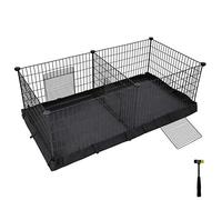 SONGMICS Parque para Cobayas, con Separador, 3 Puertas, 123 x 63 x 46 cm | Recinto para Pequeños Animales, 2 Zonas Separadas, Alfombra de Tela, Negro Tinta, Colección DAMION LPI07H