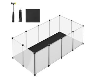 SONGMICS Parque para Mascotas con Suelo y Alfombra Impermeables y Extraíbles, Valla para Animales Pequeños, para Hámsteres, Conejos, Erizos, Cobayas, 143 x 73 x 46 cm, Blanco LPC012W01