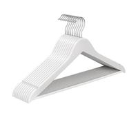 SONGMICS Percha de Madera, Juego de 10, Delgada, Muescas en Hombros, Percha para Pantalones, Gancho Giratorio 360°, Ahorra Espacio, Madera de Abedul, Tirantes y Chaquetas, Blanco Nube CRW035WZ01