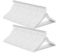 SONGMICS - Percha de Madera, Lote de 100 con Muescas Antideslizantes, Barra Antideslizante para Pantalones, Gancho Giratorio de 360°, para Trajes, Camisas, Abrigos, Blanco CRW03W-100
