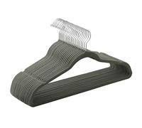 SONGMICS Percha de Terciopelo, Juego de 20, Antideslizantes, con Barra Corbata y Gancho Negro, 0,6 cm Espesor, Ahorra Espacio, 41,5 cm Largo, Abrigo Pantalón, Gris y Plata CRF026G20