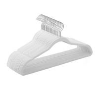 SONGMICS Percha de Terciopelo, Juego de 20, Antideslizantes, con Barra Corbata y Gancho Negro, 0,6 cm Espesor, Ahorra Espacio, 41,5 cm Largo, Abrigo Pantalón, Blanco Nube y Plata CRF026W20