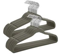 SONGMICS Percha de Terciopelo, Juego de 30, Antideslizantes, con Barra Corbata y Gancho Negro, 0,6 cm Espesor, Ahorra Espacio, 41,5 cm Largo, Abrigo Pantalón, Gris y Plata CRF26V