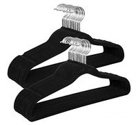 SONGMICS Percha de Terciopelo, Juego de 30, Antideslizantes, con Barra Corbata y Gancho Negro, 0,6 cm Espesor, Ahorra Espacio, 41,5 cm Largo, Abrigo Pantalón, Negro Tinta y Plata CRF26BK