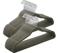 SONGMICS Percha de Terciopelo, Juego de 30, Antideslizantes, con Barra Corbata y Gancho Negro, 0,6 cm Espesor, Ahorra Espacio, 41,5 cm Largo, Abrigo Pantalón, Gris y Plata CRF26V
