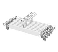 SONGMICS - Percha para Pantalones, Juego de 8, portapantalones, de Madera, con Pinzas Ajustables, Antideslizante, para Pantalones, Pantalones Cortos y Faldas, Color Blanco CRW009W01