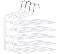 SONGMICS Percha para Pantalones Múltiple, Paquete de 4, Abierta, 5 Barras | Organizador Antideslizante, Ahorra Espacio, para Vaqueros, Toallas y Bufandas, Blanco Nube, Colección PATIYA CRI034W02