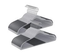 Songmics Perchas -, 50 Unidades, Perchas de plástico - Antideslizante y Resistente, 1/4 ", Grosor - Ahorro de Espacio, 360 ° Giratorio Cromado Ganchos, Gris, ucrf50g