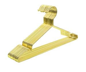 SONGMICS Perchas de 20 Unidades Metálicas para Ropa, Cromadas, Resistentes a la Corrosión, Ahorran Espacio, Duraderas, 42 cm, Oro CRI044G01