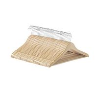 SONGMICS Perchas de Madera, 36 Unidades, Perchas para Abrigos, con Ranuras para los Hombros, Barra para Pantalones, Gancho Giratorio 360°, para Chaquetas Camisas Abrigos, Beige Natural CRW010N36