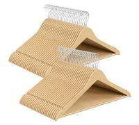 SONGMICS Perchas de Madera de Abedul, Ahorra Espacio, 50 Unidades | Perchas para Armario, 43 x 0,8 x 21 cm, Color natural, Colección CASON CRW045K101