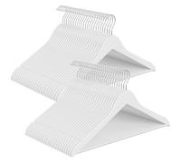 SONGMICS Perchas de Madera de Abedul, Ahorra Espacio, 50 Unidades | Perchas para Armario, 43 x 0,8 x 21 cm, Color blanco, Colección CASON CRW045W101