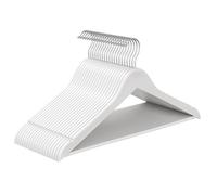 SONGMICS Percha de Madera, Juego de 10, Delgada, Muescas en Hombros, Percha para Pantalones, Gancho Giratorio 360°, Ahorra Espacio, Madera de Abedul, Tirantes y Chaquetas, Blanco Nube CRW035WZ01