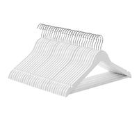SONGMICS Perchas de Madera Maciza, Juego de 30, Antideslizantes | Perchas para Chaquetas, 44,5 cm Largo, con Muescas, Gancho Giratorio de 360°, Color Blanco, Colección CASON CRW031WT