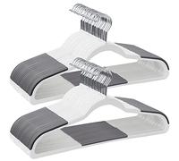 SONGMICS Perchas de Ropa, Paquete de 50 Perchas de plástico | 0.2 pulgadas de grosor, 17.7 pulgadas de ancho, gancho giratorio de 360°, blanco y gris oscuro, colección BREANNA UCRP050W50