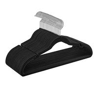 SONGMICS Perchas de Terciopelo, Juego de 30 Piezas, Antideslizantes, Ranuras para Hombros, Barra para Pantalones, Gancho Giratorio 360°, 0,6 cm de Grosor, 43 cm Largo, Negro CRF029B03