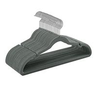 SONGMICS Perchas de Terciopelo, Juego de 30 Piezas, Antideslizantes, Ranuras para Hombros, Barra para Pantalones, Gancho Giratorio 360°, 0,6 cm de Grosor, 43 cm Largo, Gris CRF029V03
