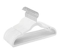 SONGMICS Perchas de Terciopelo, Juego de 30 Piezas, Antideslizantes, Ranuras para Hombros, Barra para Pantalones, Gancho Giratorio 360°, 0,6 cm de Grosor, 43 cm Largo, Blanco CRF029W03