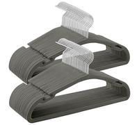 SONGMICS Perchas de Terciopelo, Juego de 50, Antideslizantes, 43 x 21 cm | Perchas para Ropa con Muescas, Barra para Pantalones, Gancho 360°, para Armario, Gris Paloma, Colección BREANNA CRF039G02